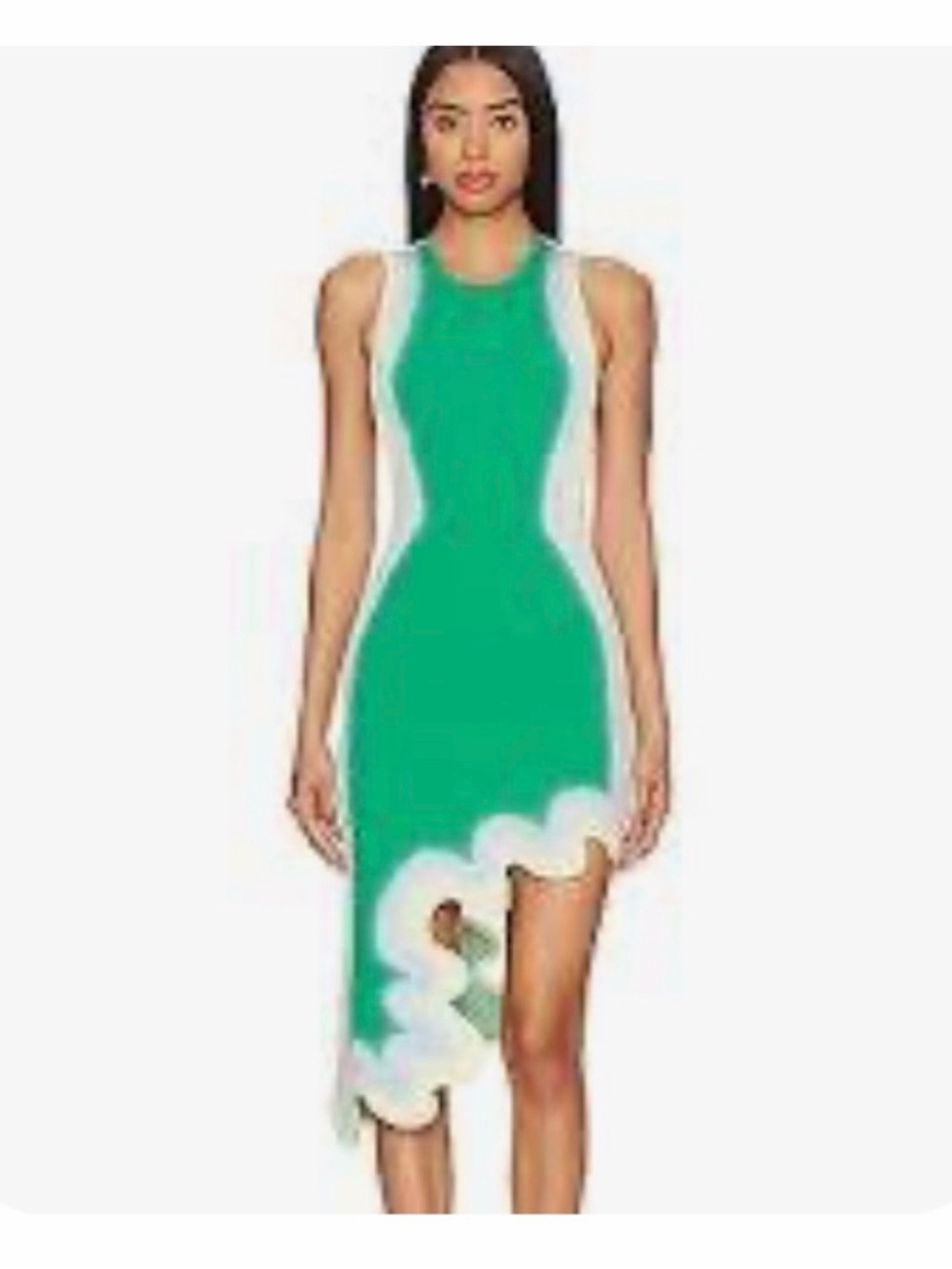 PH5 Asymmetrical Dress in Green and White NWOT